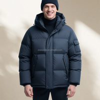 Vestes matelassées en duvet de canard blanc à 90 %, personnalisables OEM/ODM, pour hommes, avec capuche amovible, poches zippées sur les manches, vêtements d'extérieur d'hiver