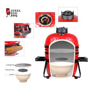 SEB KAMADO Barbecue de cuisine d'extérieur de 13 pouces Barbecue au charbon de bois en céramique Barbecue vert KAMADO Grill - Product Image 3