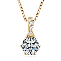 Kalung Liontin Berlian Moissanite 6.5mm 8mm D VVS1 untuk Wanita Perak Asli 925 Berlapis Emas 14k Perhiasan Berkualitas Tinggi Hadiah