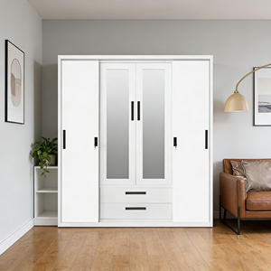 Armario de Almacenamiento de Acero y Hierro Personalizado de Alta Calidad, con Espejo, Armario Metálico de 2 Puertas para Dormitorio, Muebles para el Hogar - Product Image 3