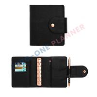 Cartera con cremallera A7 personalizada, cremallera de cuero A5 A6 con anillos dorados, hojas sueltas, mangas A4, carpeta de cubierta del planificador A5