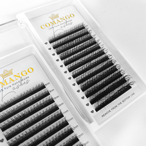 Extensions de cils CoMango double couche 5D à pointes florales, préfabriquées, super noires, faites à la main, naturelles, douces, effet fée - Product Image 6