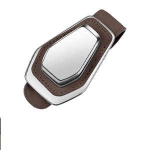 Luxury Multi-Functional <b>Car</b> <b>Glasses</b> <b>Holder</b> Leather and Crystal Interior Visor Sunglasses Case with Card Storage Metal Design - Product Image 2