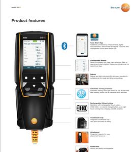 Analyseur de gaz de combustion industriel Testo 310 II <span class=keywords><strong>mesure</strong></span> l'O2, le CO, le <span class=keywords><strong>CO2</strong></span>, la température ambiante, l'environnement et la pression - Product Image 3