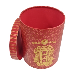 Set Regalo Premium <span class=keywords><strong>di</strong></span> Snack a Forma <span class=keywords><strong>di</strong></span> Orecchie <span class=keywords><strong>di</strong></span> Coniglio |   Scatola Cilindrica Rossa Festiva per Alimenti con Manico |   Cofanetto Regalo per Capodanno e Feste - Product Image 2