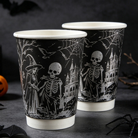 Gobelet en papier à double paroi Ghost, personnalisé, en kraft, isolé, jetable, pour chocolat chaud, 12 oz, fournisseur en gros