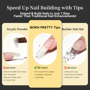 BORN PRETTY 550 Puntas de Uñas de Gel Suave Transparentes Preformadas Semi Mates Cobertura Completa Cortas y Medianas de Acrílico Falsas Tipo Press On - Product Image 6