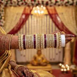 Elegant Designer Gold Plated Ethnic Zinc Alloy Kundan Stone & Pearl Bangles Premium Fine Jewelry Bridal Collection - Product Image 3