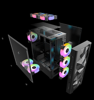 Casing PC Gaming SNOWMAN Factory Support Custom logo dengan Panel Mesh Kaca Temper ATX Tower PC Case dengan Bingkai Hitam untuk Gamer