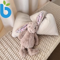 Peluche super douce édition peignoir Barth Rabbit, modèle robe crème confortable avec oreilles de lapin, cadeau en gros, 26 cm