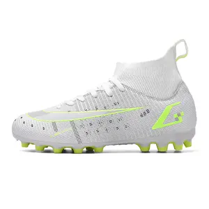लोकप्रिय डिजाइन थोक आउटडोर प्रशिक्षण मैदान फुटबॉल जूते सफेद फुटबॉल Cleats डिजाइन अपने खुद के फुटबॉल जूते