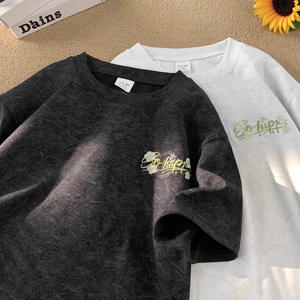 Haut décontracté unisexe à manches courtes et col rond, style New England, perlé, polyvalent, pour l'été - Product Image 3