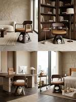 Lit pour chat en bois moderne de luxe, chaise pivotante à 360° pour animaux de compagnie, coussin en cuir amovible, canapé surélevé pour animaux de compagnie, chats d'intérieur, petits chiens, carton