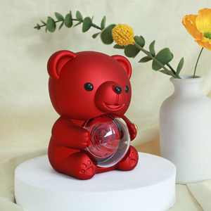 Rotierende Doppelherz-Halskette Geschenkbox mit Konservierter Rose und Teddybär für Valentinstag <span class=keywords><strong>Ringverpackung</strong></span> - Product Image 4