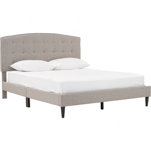 Chic Grey Fabric SANCILLO Queen Bed Frame Minimalist Upholstered Headboard for Contemporary Master Bedroom Comfort and Style - Product Image 3