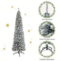Harga Pabrik Pohon Natal Artifisial PVC Slim Pencil 5-7ft Berlapis Salju Ramah Lingkungan Berkualitas Tinggi Gaya Pastoral untuk Liburan