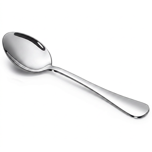 Cuillère à dîner moderne en acier inoxydable écologique à long manche plaqué argent, directement de l'usine, idéale pour les fêtes - Product Image 1