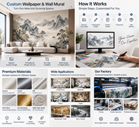 Papier peint mural personnalisé, vente en gros, directement de l'usine, ignifuge B1, OEM ODM, toutes tailles, design personnalisé à partir de votre image