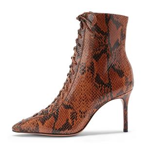 Sexy Scarpe A Punta Lace Up <span class=keywords><strong>Tacco</strong></span> <span class=keywords><strong>Alto</strong></span> Serpente di Stampa Della Caviglia <span class=keywords><strong>Stivali</strong></span> Per Le Donne - Product Image 4