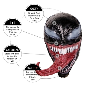 <span class=keywords><strong>Maschera</strong></span> di Venom per Halloween, Cosplay da Supereroe, <span class=keywords><strong>Maschera</strong></span> in Latex con Lingua Lunga, Accessorio Horror Spaventoso - Product Image 6