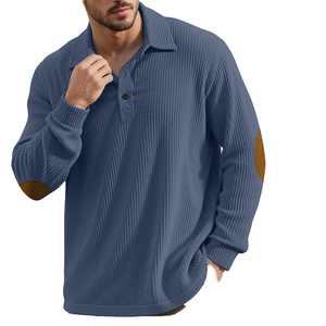 Sudadera Casual para Hombre, de Manga Larga, Transpirable, con Cuello de Solapa y Botones, en Tejido de Lana Peinada de 210g, para Otoño e Invierno - Product Image 1