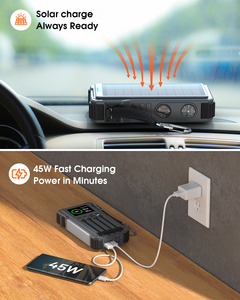 Đa chức năng 12000mAh năng lượng mặt trời ngân hàng điện khẩn cấp xe nhảy khởi động cho <span class=keywords><strong>12V</strong></span> xe nhiều cổng với Đèn Cắm Trại - Product Image 6