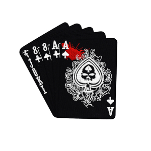 Patchs thermocollants personnalisés en tissu sergé brodé de haute qualité, motif crâne noir poker, pour vêtements, vestes et chapeaux - Product Image 1