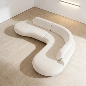 Divano Sezionale Moderno a L di <span class=keywords><strong>Design</strong></span> a 3 Posti con Braccioli Curvi, Minimalista di Alta Gamma - Product Image 4