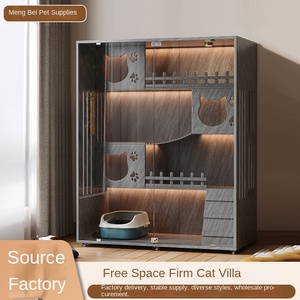 Villa per Gatti in Legno all'Ingrosso, Gabbia per Gatti da Interno con Porta in Vetro, Armadio per Gatti a Tre Livelli, Gabbia per Allevamento, Nido per Gatti, Casa di Lusso per Gatti - Product Image 2