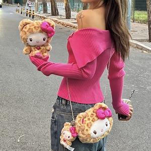 US 3-5 Dias de Entrega Atacado Gal Kuma Leopardo Hellokitty Brinquedo De Pelúcia Cheetah Hellokitty Boneca De Pelúcia Saco Fuzzy Soft Huggable Plush - Product Image 3