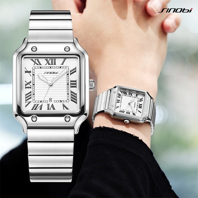 Vintage Style Man Square Wristwatch Slim 6.4mm Thin Case Roman Index Dial 3ATM Waterproof Ladies Custom Logo Quartz Watch