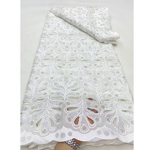 Toplace prezzo all'ingrosso <span class=keywords><strong>bianco</strong></span> <span class=keywords><strong>ricamato</strong></span> <span class=keywords><strong>Tulle</strong></span> dal cortile in rilievo Chiffon tessuto di pizzo matrimonio africano per abito da sposa - Product Image 4