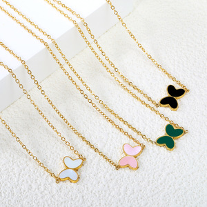 Collier pendentif papillon en acier inoxydable pour femme, chaîne minimaliste pour clavicule, bijou accessoire de mode - Product Image 1
