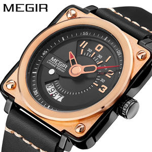 Stylish square genuine leather calendar sporty large dial <b>watch</b> for <b>men</b> - Product Image 1