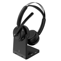 Casque sans fil avec écouteur et micro pour camionneur, idéal pour le travail, les téléphones de bureau, microphone intégré, suppression du bruit