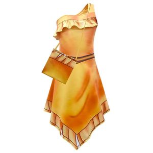 Disfraz de <span class=keywords><strong>Pocahontas</strong></span> para Niñas, Disfraz de <span class=keywords><strong>Princesa</strong></span> Matoaka para Carnaval de Halloween, Vestido de Verano para la Playa, Ropa India + Collar - Product Image 3