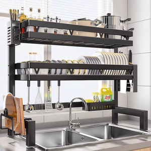 Escurridor de Platos de Metal de Doble Nivel, Ecológico, No Plegable, para Colocar Sobre el Fregadero, para Secar y Almacenar Platos y Tazones - Product Image 1