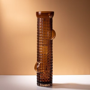 Vase en verre artisanal minimaliste moderne, vase décoratif artistique de luxe pour centre de table de maison moderne - Product Image 2