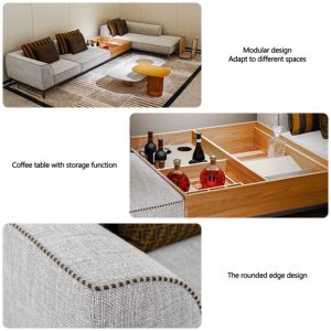 Divano componibile moderno minimalista per soggiorno interno, divano modulare quadrato con chaise longue angolare - Product Image 3