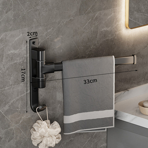 CXT469 Bathroom Aluminum Towel Rack <strong>Shower</strong> Room Multi Link Storage <strong>Shelving</strong> No Hole Rotation Towel Hanging Rod - Product Image 5