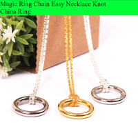 Vente chaude chine anneau galvanoplastie magicien métal jouet anneau chaîne facile collier tour de magie logique noeud infini anneau pour enfants