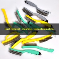 Brosse métallique en acier inoxydable avec manche en plastique, pour le nettoyage industriel des métaux, l'élimination de la rouille, des hottes de cuisine, des barbecues et des grilles, multi-usages