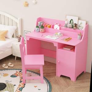 Raccomandare scrivania in legno e sedia Set colorato tavolo per bambini con deposito <span class=keywords><strong>rosa</strong></span> scrivania da studio per camera da letto e sala studio - Product Image 2