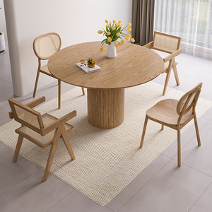 Nuevo Diseño de Juego de Mesa y Sillas de Comedor Redondas de Madera Maciza, Juego de Mesa para Restaurante - Product Image 1