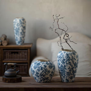 Jarrón <span class=keywords><strong>de</strong></span> Cerámica Estilo Chino Nuevo, Maceta <span class=keywords><strong>de</strong></span> Cerámica Retro Nostálgica con Calcomanías <span class=keywords><strong>de</strong></span> Peonías, Decoración <span class=keywords><strong>de</strong></span> Lujo Ligero para Hoteles y Casas <span class=keywords><strong>de</strong></span> Huéspedes - Product Image 3