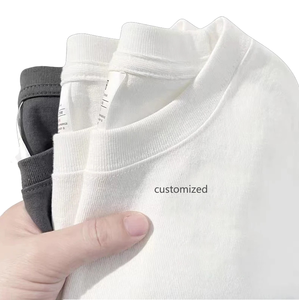 220g Tee Custom Embossed Embroidered Silk Screen Printed 100% Cotton Heavyweight Knitted Casual Blank T-<b>Shirt</b> - Product Image 2