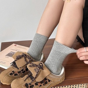 Women Slouch <b>Socks</b> Mid Calf Solid Color <b>Polyester</b> Thermo Sweat Absorbing Autumn Winter Casual Style - Product Image 3