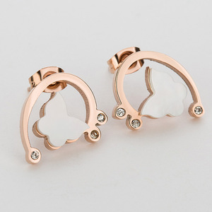 Butterfly <b>Stud</b> <b>Earrings</b> 18K Gold Plated Hollow Shell Design With <b>Crystal</b> Accents For Women Fashion Jewelry - Product Image 2