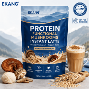 EKANG US cGMP Factory Protein Functional Mushroom Instant Latte Powder 360g High-Protein Immune Support Drink Mix for Adults - Product Image 1