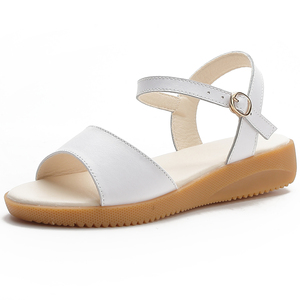 Nueva media Sandalia de cuero clásico blanco de alta calidad para mujer, zapatos de mujer con hebilla de cuña baja, verano 2025, Guangzhou Agent Export - Product Image 6